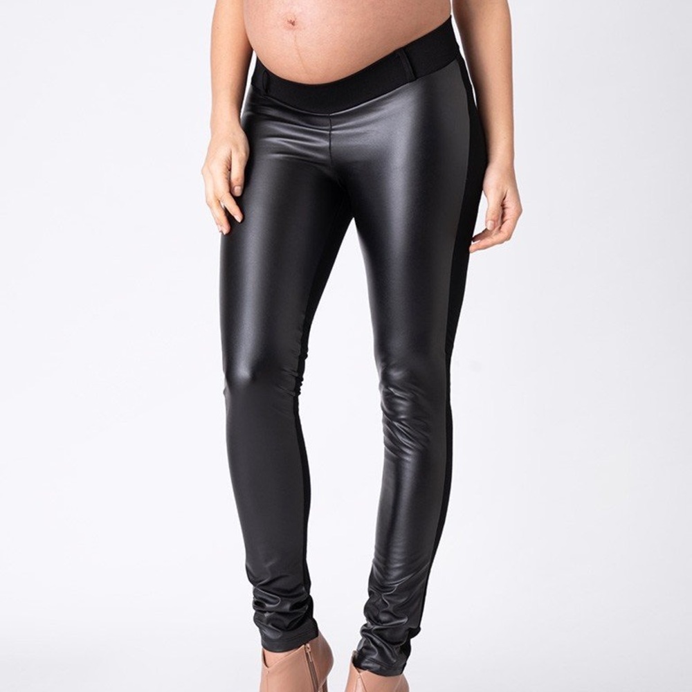 Séraphine Faux Leather Panel Maternity Leggings